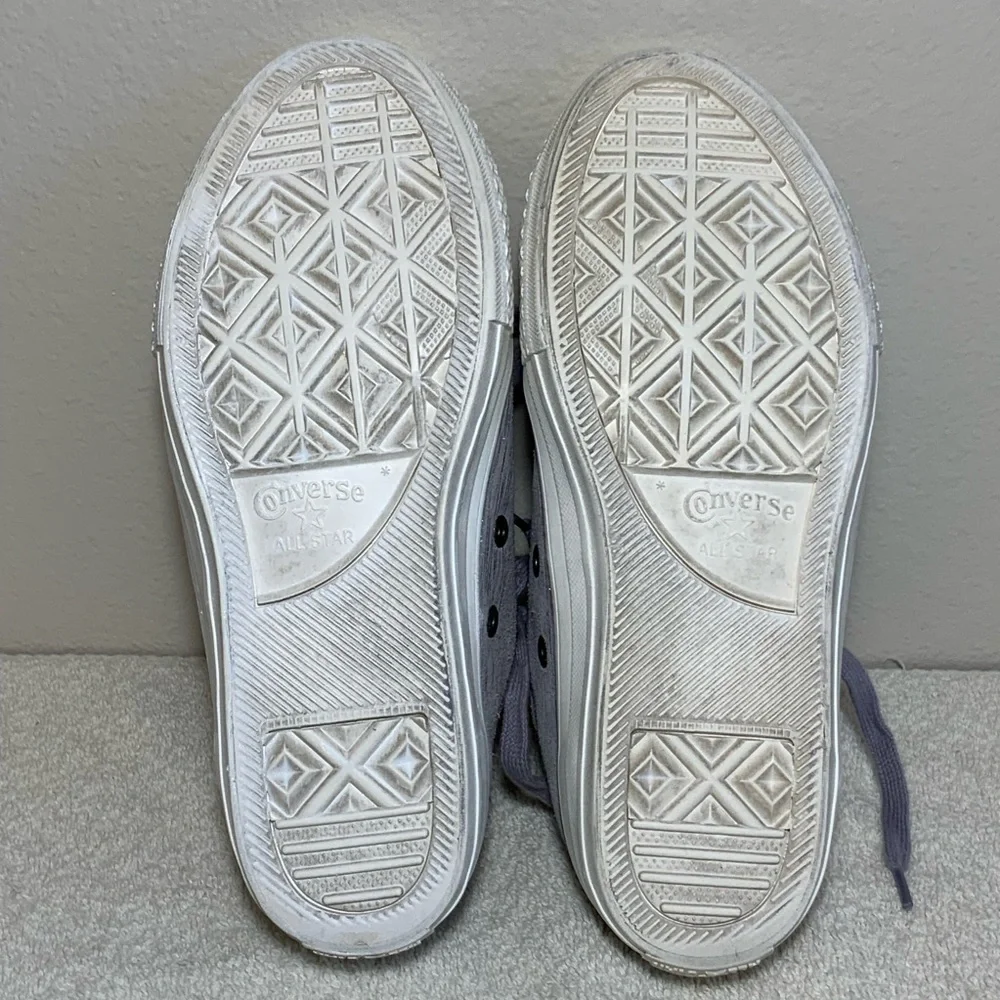 Converse All Star Purple Shimmer Leather Low Top Youth 3